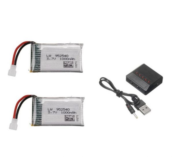 2pcs 37V 1000mAh Battery with 5 in 1 Charger for Syma X5 X5C X5SC X5SW TK M68 CX 30 K60 905 V931