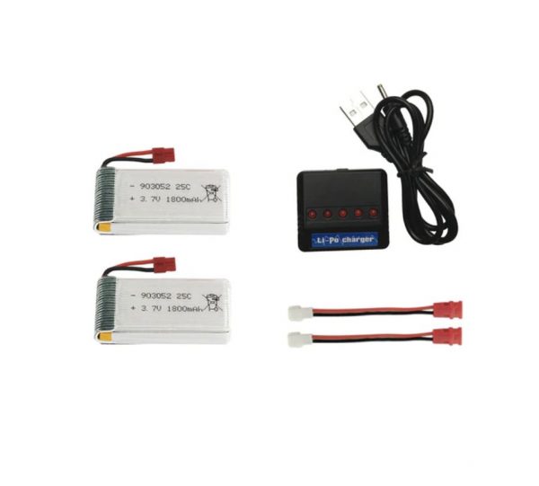 2pcs 37V 1800mAh Battery 5 in 1 USB Charger for SYMA X5HC H5HW