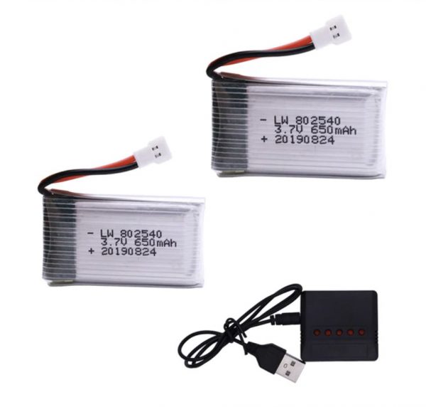 2pcs 37V 650mAh Battery with 5 in 1 Charger for Syma X5C X5C 1 X5 X5SC X5SW JJRC H9D M68 K60 HQ 905 CX30