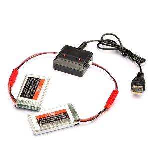 3pcs 37V 1100mah Battery 2 in 1 Charger for JJRC H11C H11D H11WH 2