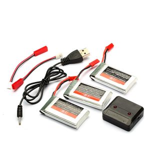 3pcs 37V 1100mah Battery 2 in 1 Charger for JJRC H11C H11D H11WH