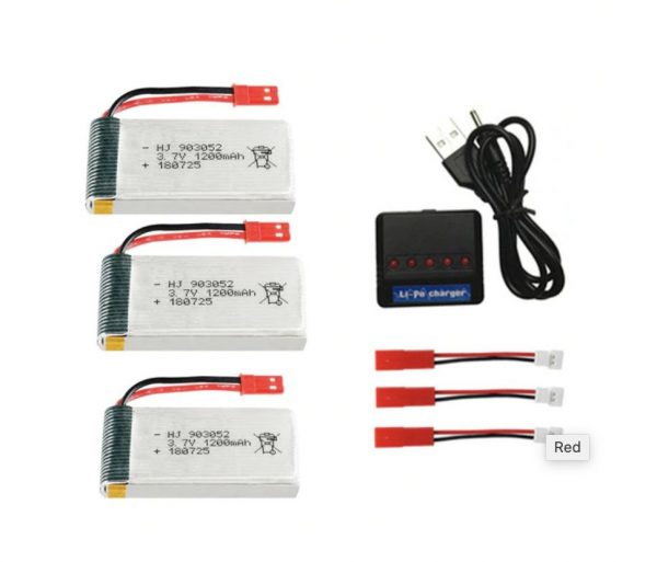 3pcs 37V 1200mah Battery with 5 in 1 Charger for JJRC H11C H11D