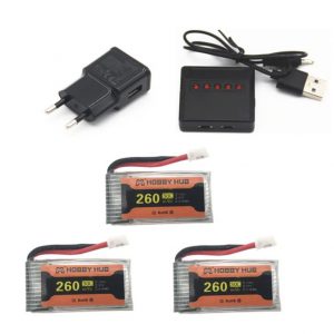 3pcs 37V 260mAh Battery with 5 in 1 Charger for Eachine E010 E011 E012 E013 Furibee F36