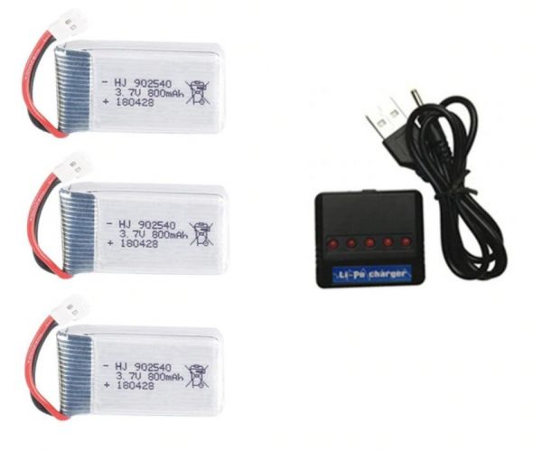 3pcs 37V 800mAh Battery 5 in 1 USB Charger for SYMA X5 X5C X5SC X5SW