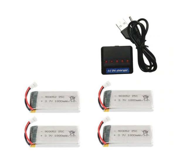 4pcs 37V 1800mAh Battery 5 in 1 USB Charger for SYMA X5 X5C X5SC X5SW