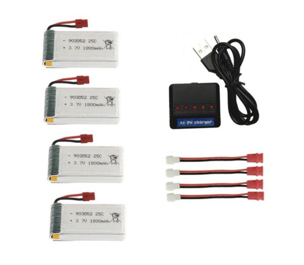 4pcs 37V 1800mAh Battery 5 in 1 USB Charger for SYMA X5HC H5HW