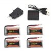 4pcs 37V 260mAh Battery with 5 in 1 Charger for Eachine E010 E011 E012 E013 Furibee F36