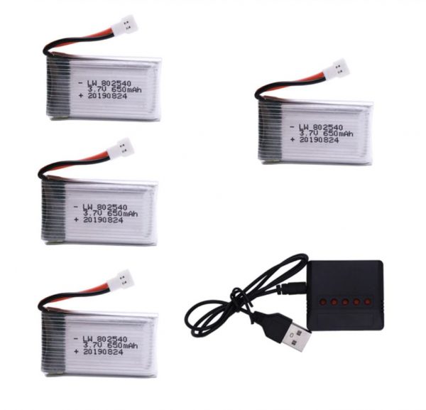 4pcs 37V 650mAh Battery and 5 in 1 Charger for Syma X5C X5C 1 X5 X5SC X5SW JJRC H9D M68 K60 HQ 905 CX30