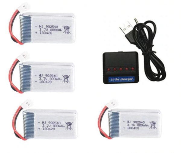4pcs 37V 800mAh Battery 5 in 1 USB Charger for SYMA X5 X5C X5SC X5SW