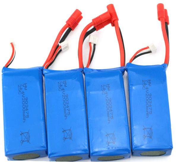 4pcs 74V 2000mAh Battery Banana Connector for Syma X8C X8W X8G