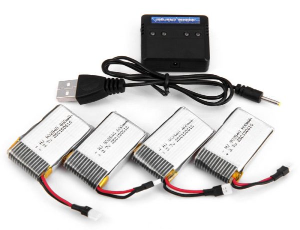 4pcs Li 800mAh Battery 4 in 1 Charger for Syma X5 X5C X5SW Cheerson CX 30 Skytech M68 Bayang X5C