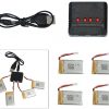 4pcs LiPo 37V 600mAh Battery 4 in 1 Charger for Syma X5C X5SC TK M68 M62R HQ 905 Cheerson CX 30