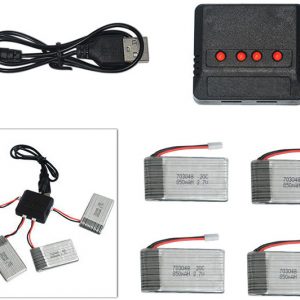 4pcs LiPo 37V 850mAh Battery 4 in 1 Charger for WLtoys V912 V262 V333 V353