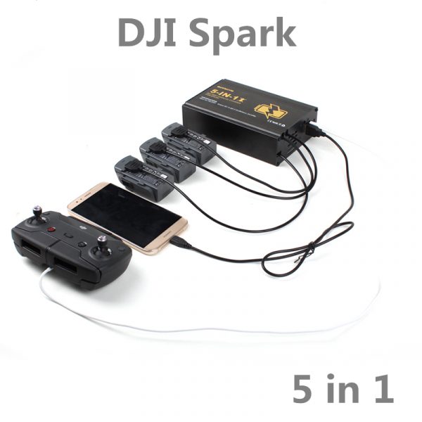 5 in 1 Charger for 3pcs Battery Transmitter Dual USB Battery for DJI Spark