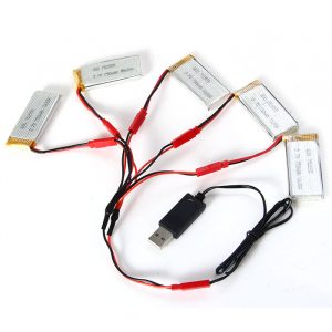 5pcs 30C 37V 750mAh Battery USB Cable 5 in 1 Cable for JJRC H12C 2