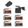 5pcs 37V 260mAh Battery with 5 in 1 Charger for Eachine E010 E011 E012 E013 Furibee F36