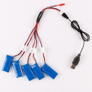 5pcs 37V 500mAh Battery and USB Charger for Syma X5C Hubsan H107 H107C H107D JXD 385 UDI U941 U941A 2