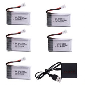5pcs 37V 650mAh Battery with 5 in 1 Charger for Syma X5C X5C 1 X5 X5SC X5SW JJRC H9D M68 K60 HQ 905 CX30