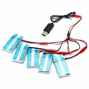 5pcs 37V 750mAh Battery and Charging Cable for Wltoys V636 V686 V686K V686J