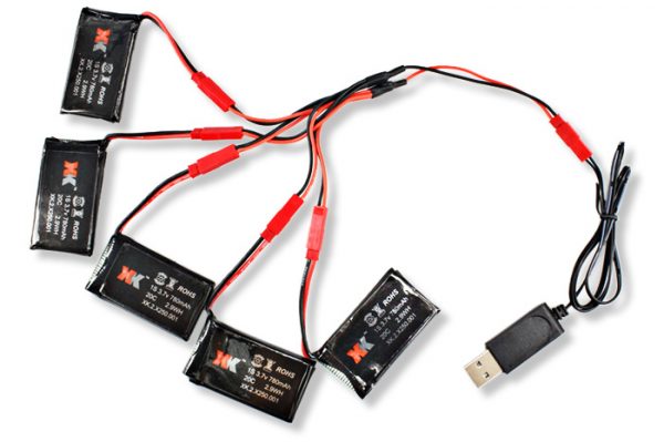 5pcs 37V 780mAh Lipo Battery Charging Cables for XK X250 2