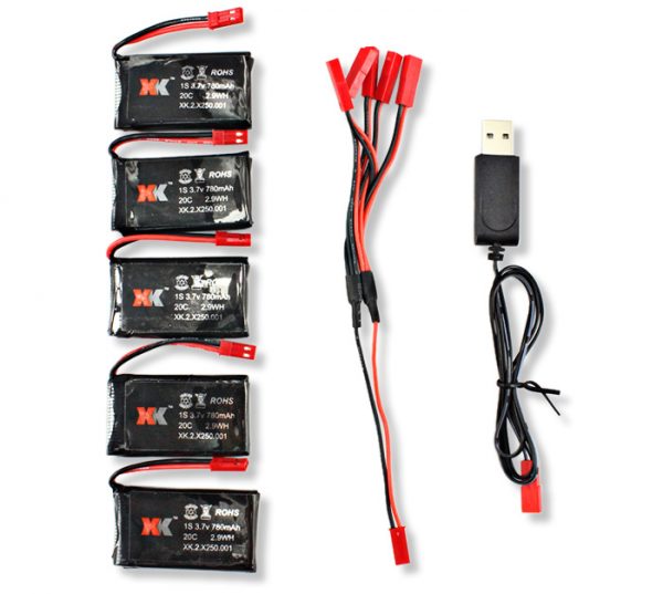 5pcs 37V 780mAh Lipo Battery Charging Cables for XK X250