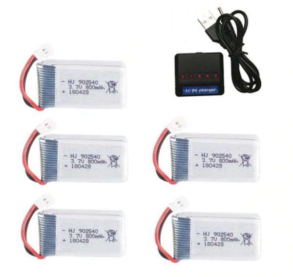 5pcs 37V 800mAh Battery 5 in 1 USB Charger for SYMA X5 X5C X5SC X5SW