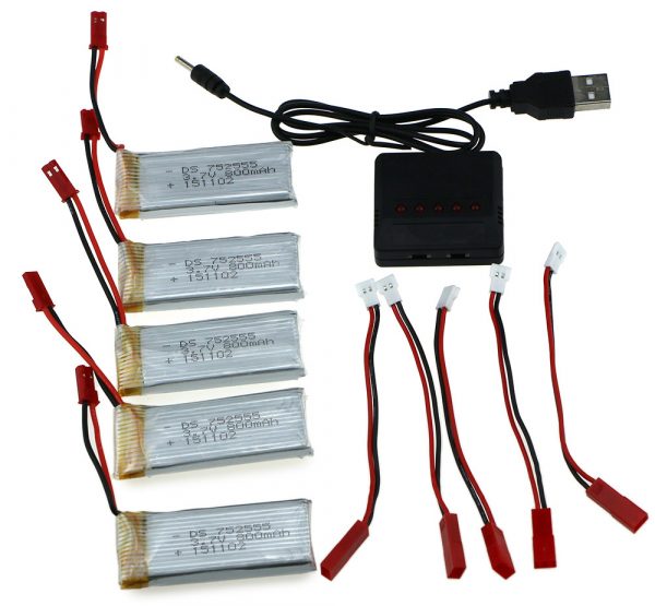 5pcs 37V 800mAh Battery Charger Charging Cables for JXD 509G HAWKEYE 1315S 1315W JJRC H12C WLtoys V686