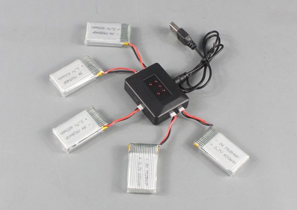 5pcs LiPo 600mAh Lipo Battery and 5 in 1 Charger for Syma X5C X5SC X5SW GPTOYS F2C Aviax