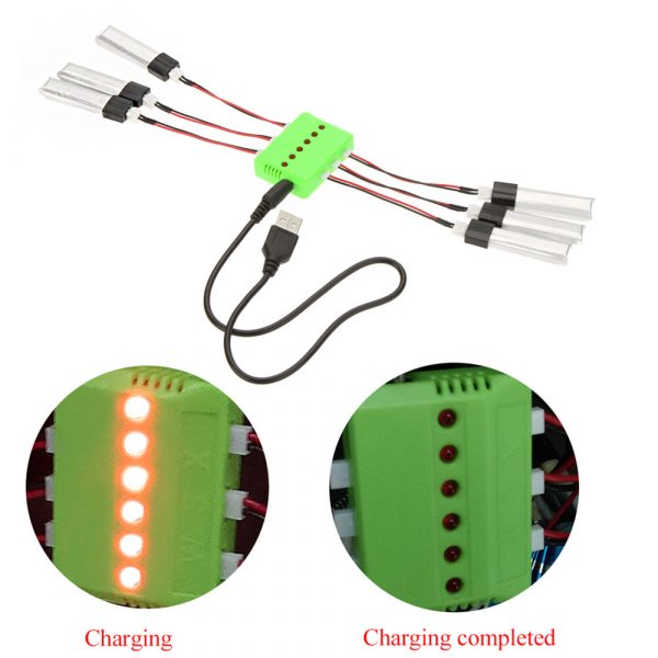 6pcs 20C 37V 200MAH Battery and 6 Port WSX MX X6A C01 Charger for WLtoys V911 F929 2