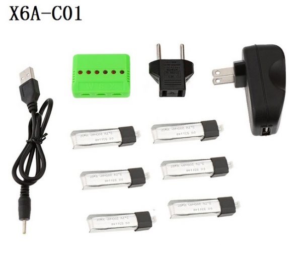 6pcs 20C 37V 200MAH Battery and 6 Port WSX MX X6A C01 Charger for WLtoys V911 F929