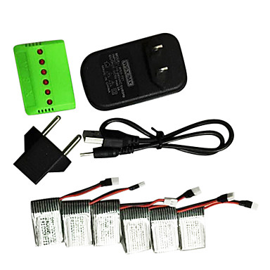 6pcs 240mAh Battery and 6 in 1 Charger for Hubsan X4 Q4 H107L H107C WLtoys JJRC UDI Syma X5C