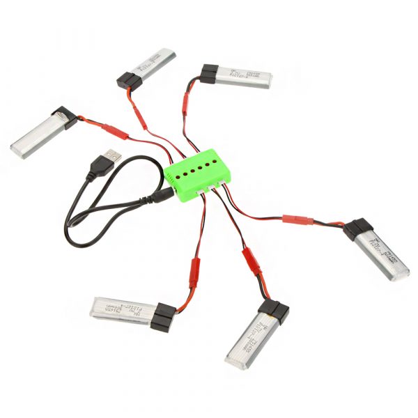 6pcs 25C 37V 500MAH Battery and 6 Port WSX MX X6A B01 Charger for UDI U815A Wltoys V929 V939 V949 Syma S032G 2