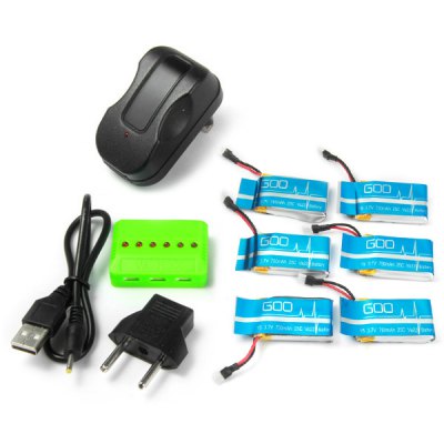 6pcs 25C 37V 750mAh Battery and 6 in 1 Charger for Syma X5 X5C JJRC H5C