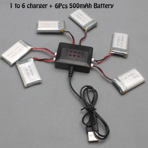 6pcs 500mAh LiPo Battery and 6 in 1 Charger for Syma X5C X5SC X5SW GPTOYS F2C Aviax
