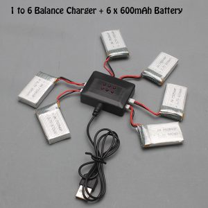 6pcs 600mAh LiPo Battery and 6 in 1 Charger for Syma X5C X5SC X5SW GPTOYS F2C Aviax