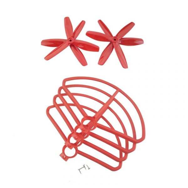 4pcs 3 Blade Propeller 4pcs Protective Guard Set for MJX B5W F20 Bugs 5W RED