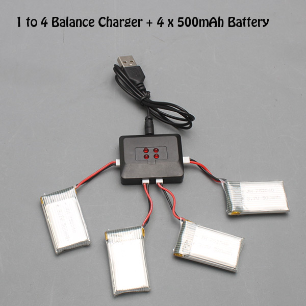 4pcs 500mAh LiPo Battery and 4 in 1 Charger for Syma X5C X5SC X5SW GPTOYS F2C Aviax