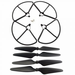 4pcs Propeller 2x CW Clockwise 2x CCW Counter Clockwise 4pcs Protection Guard for Hubsan H501S BLACK