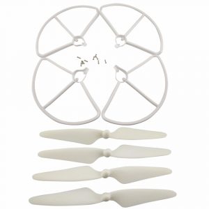 4pcs Propeller 2x CW Clockwise 2x CCW Counter Clockwise 4pcs Protection Guard for Hubsan H501S WHITE
