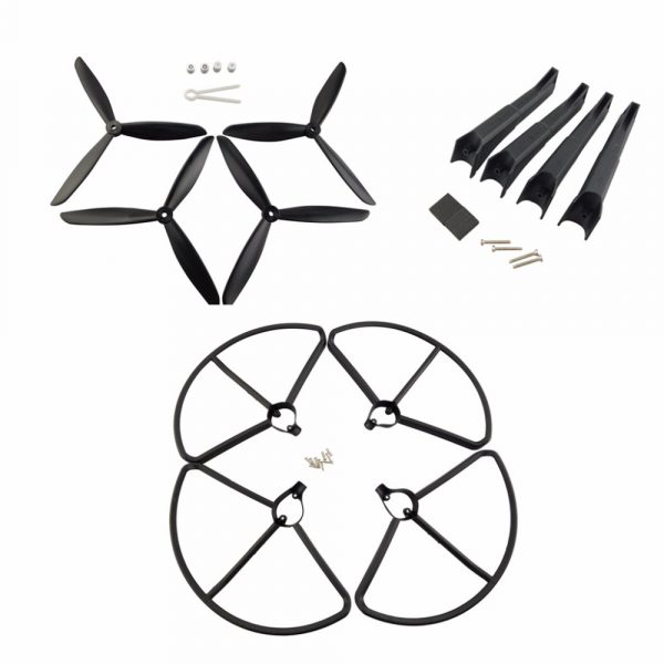 4pcs Propeller 4pcs Protection Guard 4pcs Landing Skid Set for Hubsan H501S BLACK