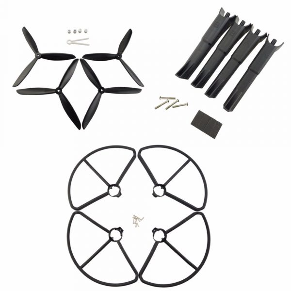 4pcs Propeller 4pcs Protection Guard 4pcs Landing Skid Set for MJX B2W B2C BLACK