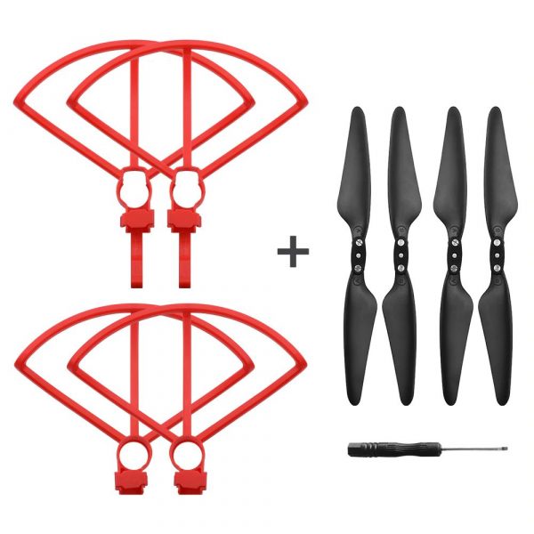 4pcs Quick Release Foldable Propeller 4pcs Protection Guard for Hubsan H117S Zino BLACK RED