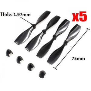 5 Sets of 4pcs Eachine 75mm Propeller for 2mm Driveshaft Brushed Motors BLACK