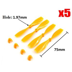 5 Sets of 4pcs Eachine 75mm Propeller for 2mm Driveshaft Brushed Motors YELLOW