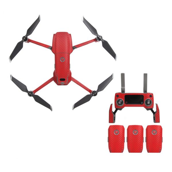 Body Shell Remote Controller Batteries Carbon Fiber Stickers Kit for DJI Mavic 2 Pro Zoom RED