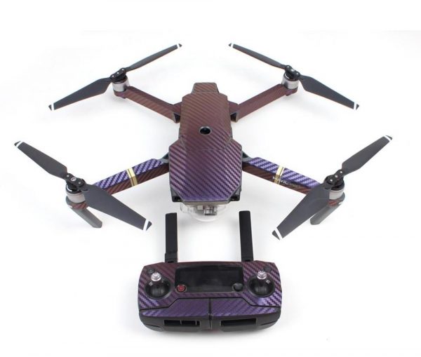 Body Shell and Remote Controller Waterproof PVC and Carbon Fiber Full Set of Stickers for DJI Mavic Pro PURPLE BLUE