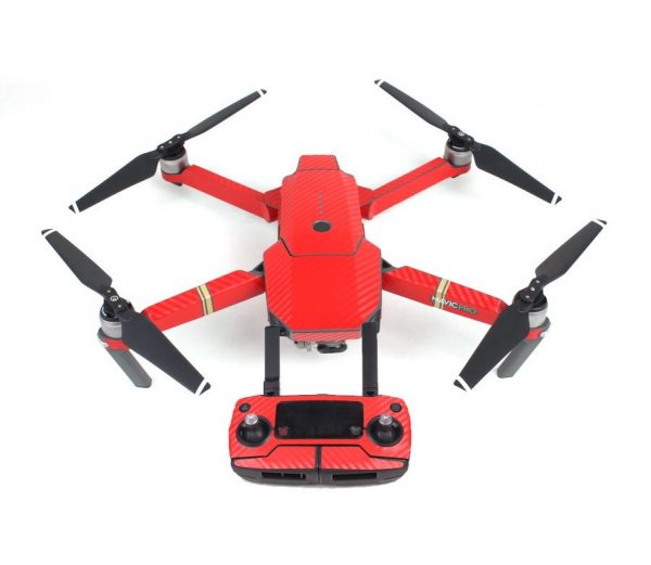 Body Shell and Remote Controller Waterproof PVC and Carbon Fiber Full Set of Stickers for DJI Mavic Pro RED