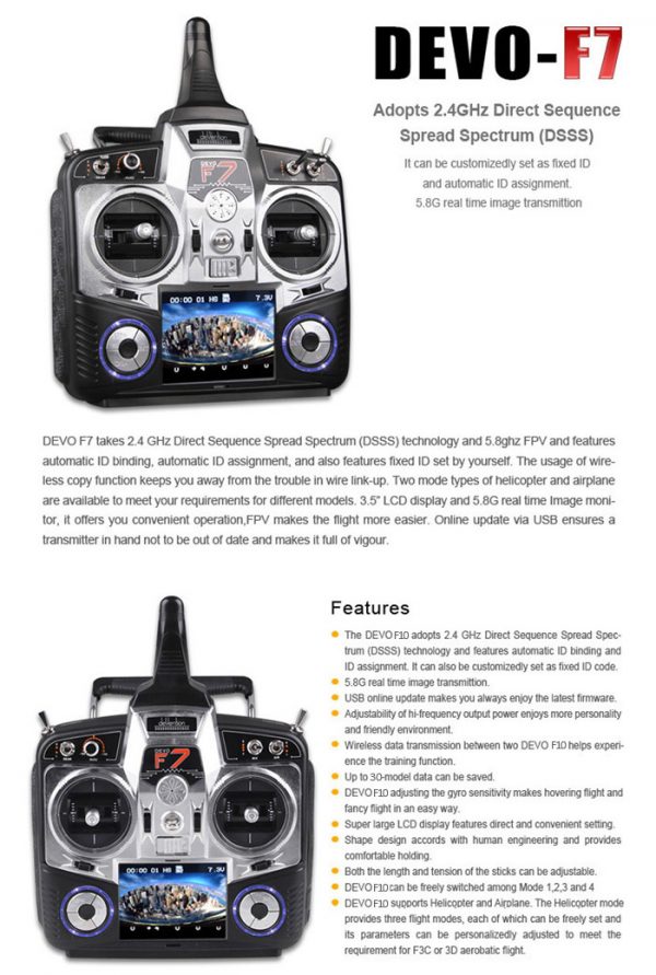 Walkera DEVO F7 7CH 58G Transmitter Remote Controller with LCD Display 2