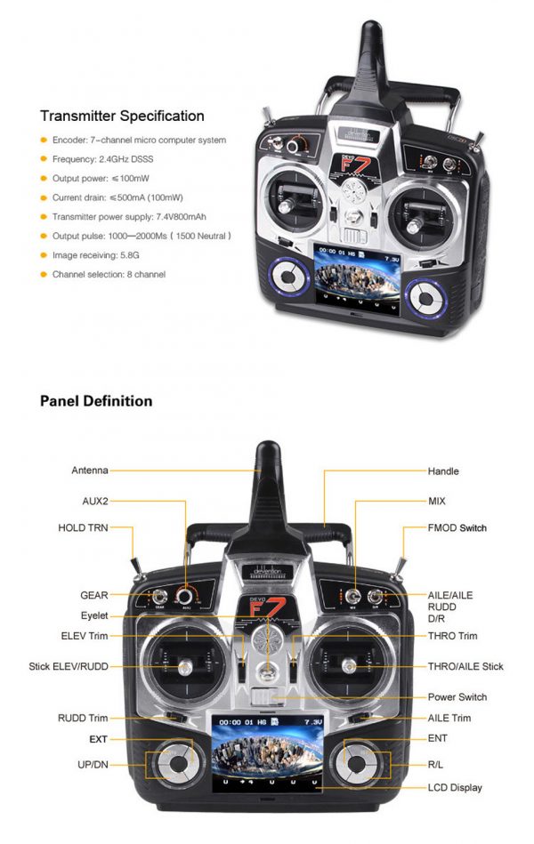 Walkera DEVO F7 7CH 58G Transmitter Remote Controller with LCD Display 3