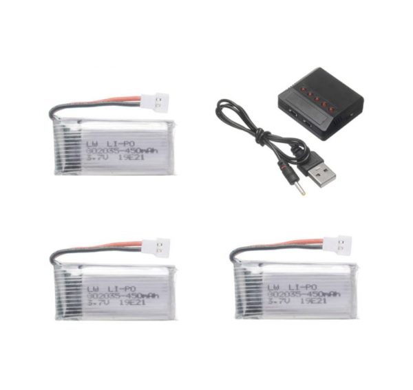 3pcs 3.7V 450mAh Battery 5 in 1 Charger for Hubsan H107 JJRC H31 H6C Eachine E33 E33C Wltoys U816A V252 KY101
